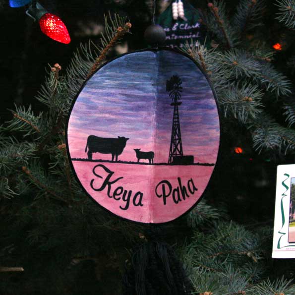 The ornaments placed on the tree are made by various community organizations and represent the 93 counties in Nebraska.