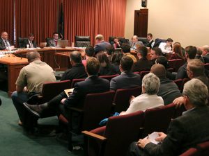 The public fills the <a href='http://news.legislature.ne.gov/gen' target='_blank' title='Link to the website of the General Affairs Committee'>General Affairs Committee</a> hearing room for LB632.