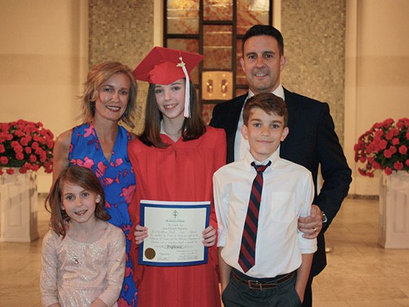 Sen. Theresa Thibodeau with her husband Joseph and their children Eleanor, Anna and Joey at Anna's eighth grade graduation in 2017.