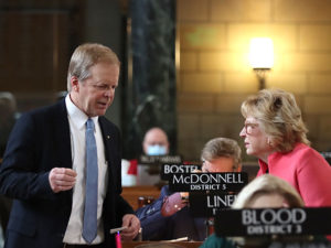 <a href='http://news.legislature.ne.gov/dist41' target='_blank' title='Link to the website of Sen. Tom Briese'>Sen. Tom Briese</a> and Sen. Lou Ann Linehan