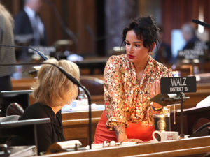 Sens. Lynne Walz and Jen Day