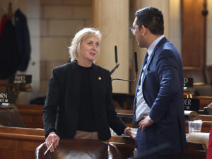 Sens. Lynne Walz and Tony Vargas